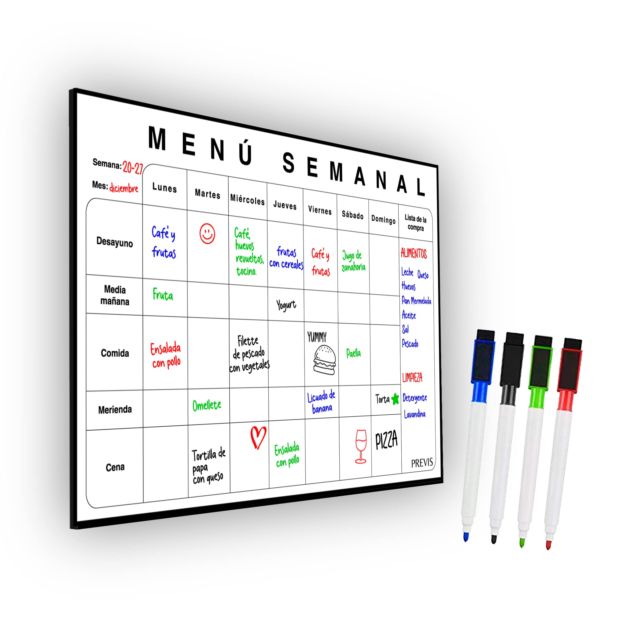 Evisen Weekly Menu Planner for Magnetic Refrigerator, Kitchen Organizer for Menu, Diets, Enhance Food - Includes Shopping List