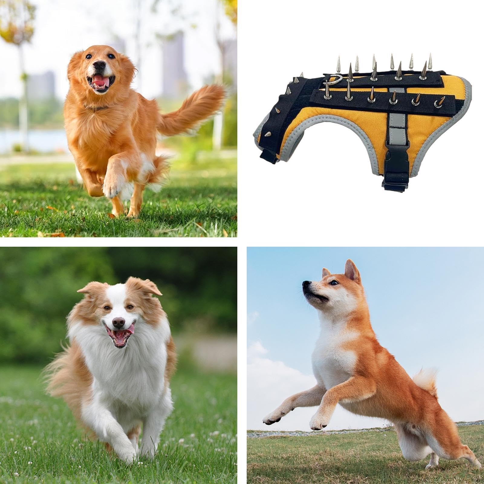 Chaleco Anticoyotes Para Perros Pequeños Arnés Canino Ajustable Con Púas | Arnés De Protección Reflectante Para Cachorros Protección Contra Ataques De Rapaces Y Animales En Paseos Nocturnos Y Caza