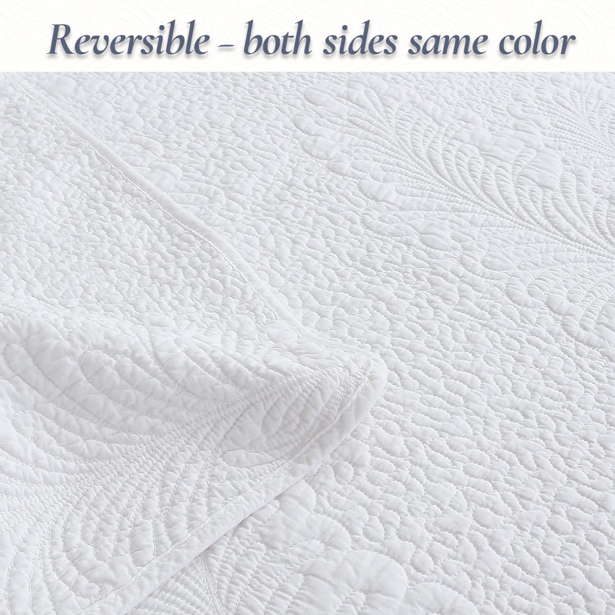 Cozy Line Home Fashions 100% Cotton Victorian Medallion Solid White Matelasse Embossed Bedding Quilt Set, Reversible Lightweight Bedspread, Coverlet for All Season (Blantyre - White, King - 3 piece): Palm Leaf - White King - 3 piece