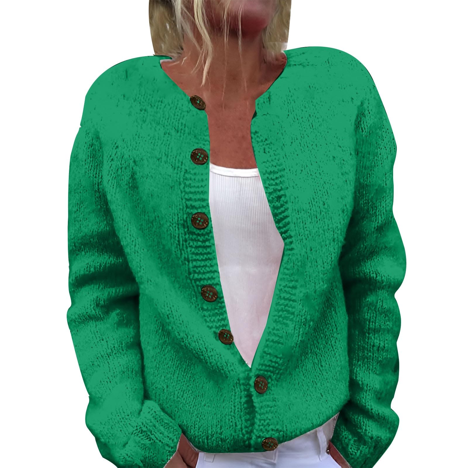 GenericCardigans for Women UK Long Cardigans for Women Uk Autumn and Winter  Solid Color Warm Sweater Imitation Knitted Cardigan Long Sleeved Sweater