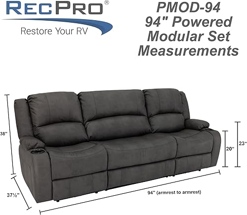 Miniatura 99 de RecPro Charles - Sofá reclinable doble de pared de 58 pulgadas, para autocaravana, con tela mejorada (color plomizo)