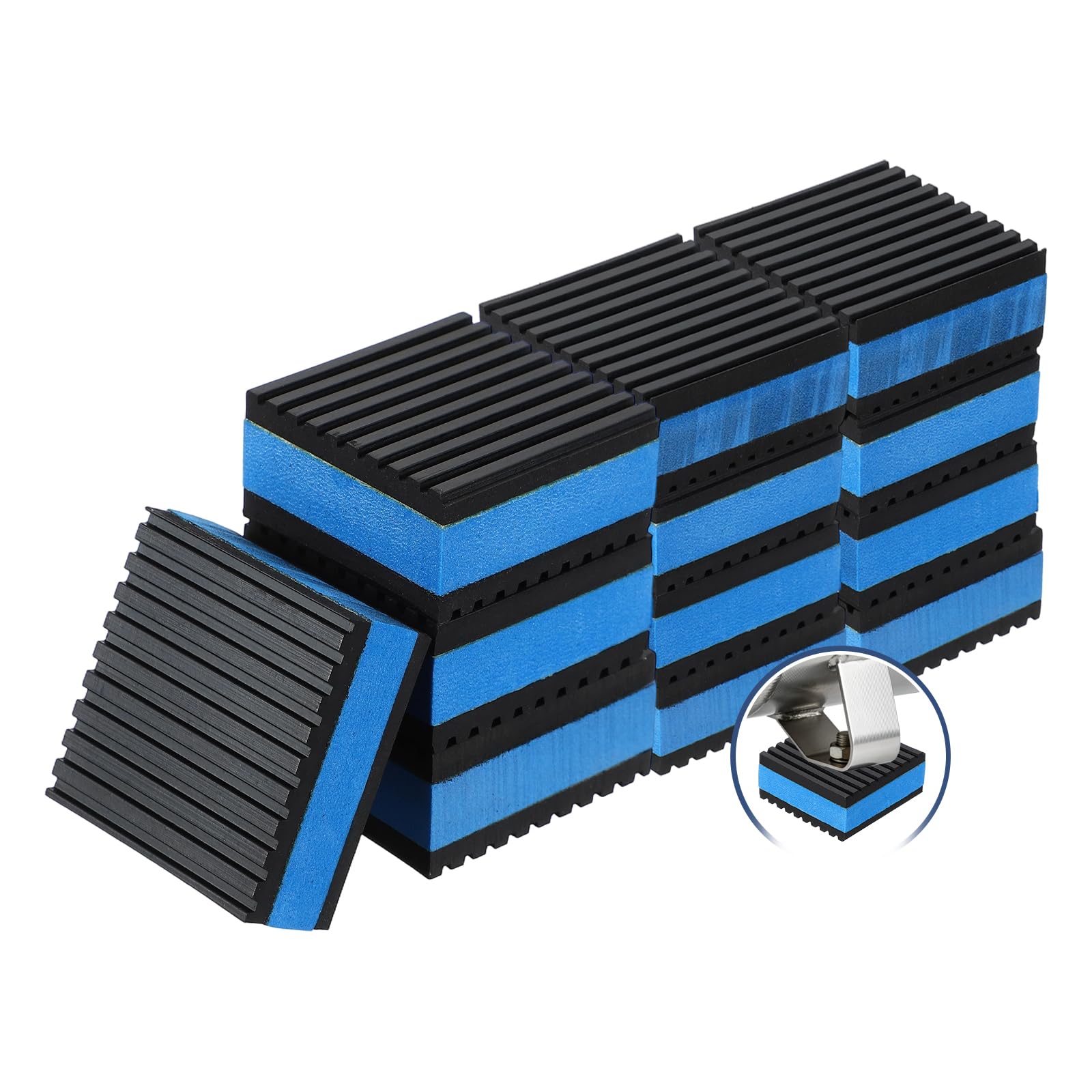 sourcing map 12Pcs Rubber Anti-Vibration Pads 2" x 2" x 7/8" Heavy Duty EVA Vibration Isolation Mats for HVAC Washers Compressors Treadmills Air Conditioner