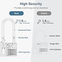 Vista 2 de Puroma 1 candado con llave impermeable de latón macizo, candado de 2.6 pulgadas con llaves para cobertizos, unidad de almacenamiento, armario