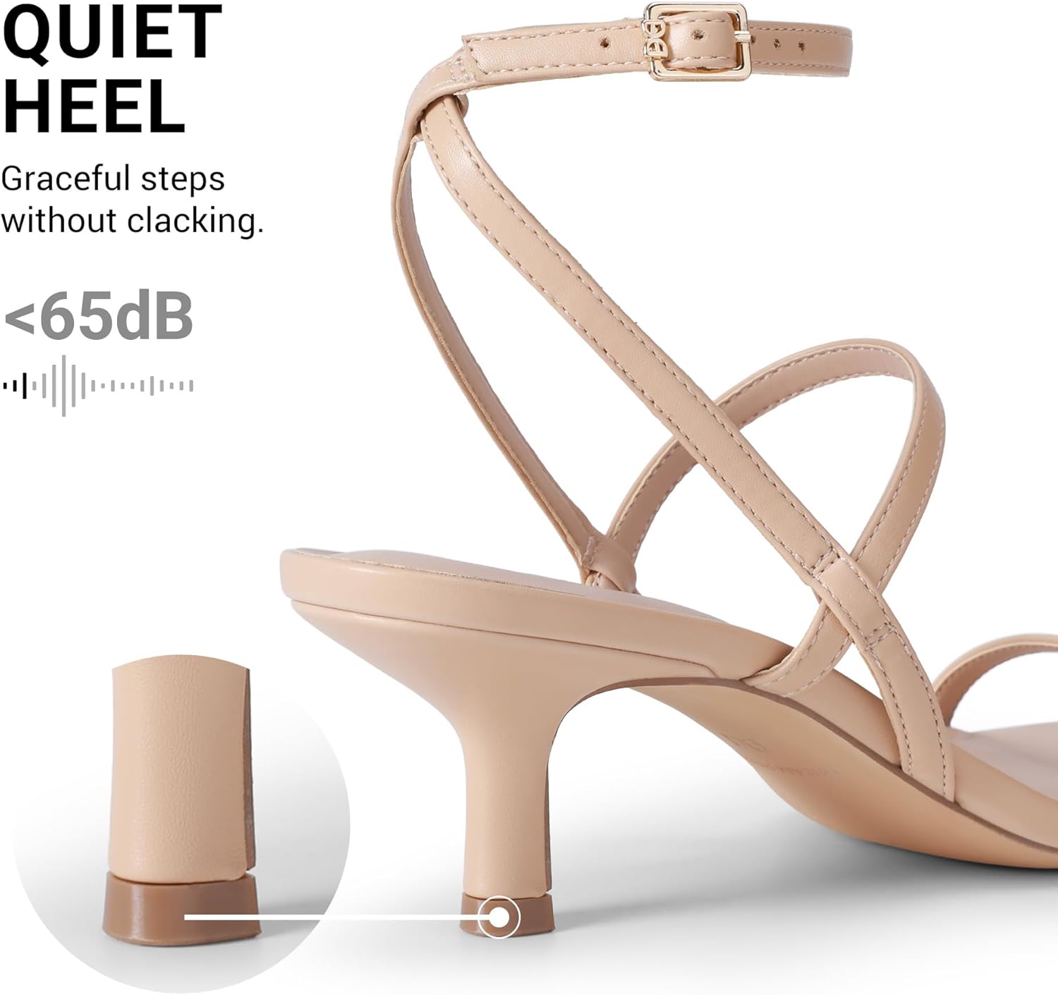 DREAM PAIRS Kitten Heels for Women, Strappy Square Open Toe Ankle Buckle Heeled Sandals Wedding Party Dress Shoes