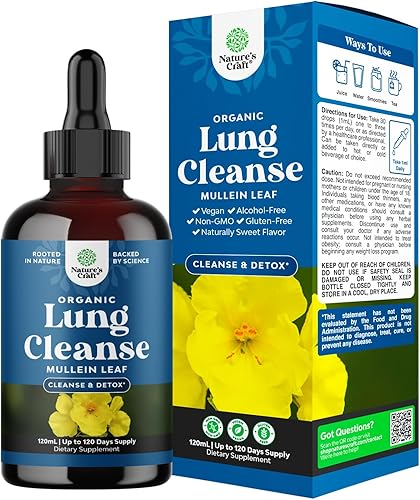 Miniatura 1 de USDA - Gotas orgánicas de hojas de gordolobo  Desintoxicación de pulmón a base de hierbas y limpieza de raíz de malvavisco y tintura de gordolobo