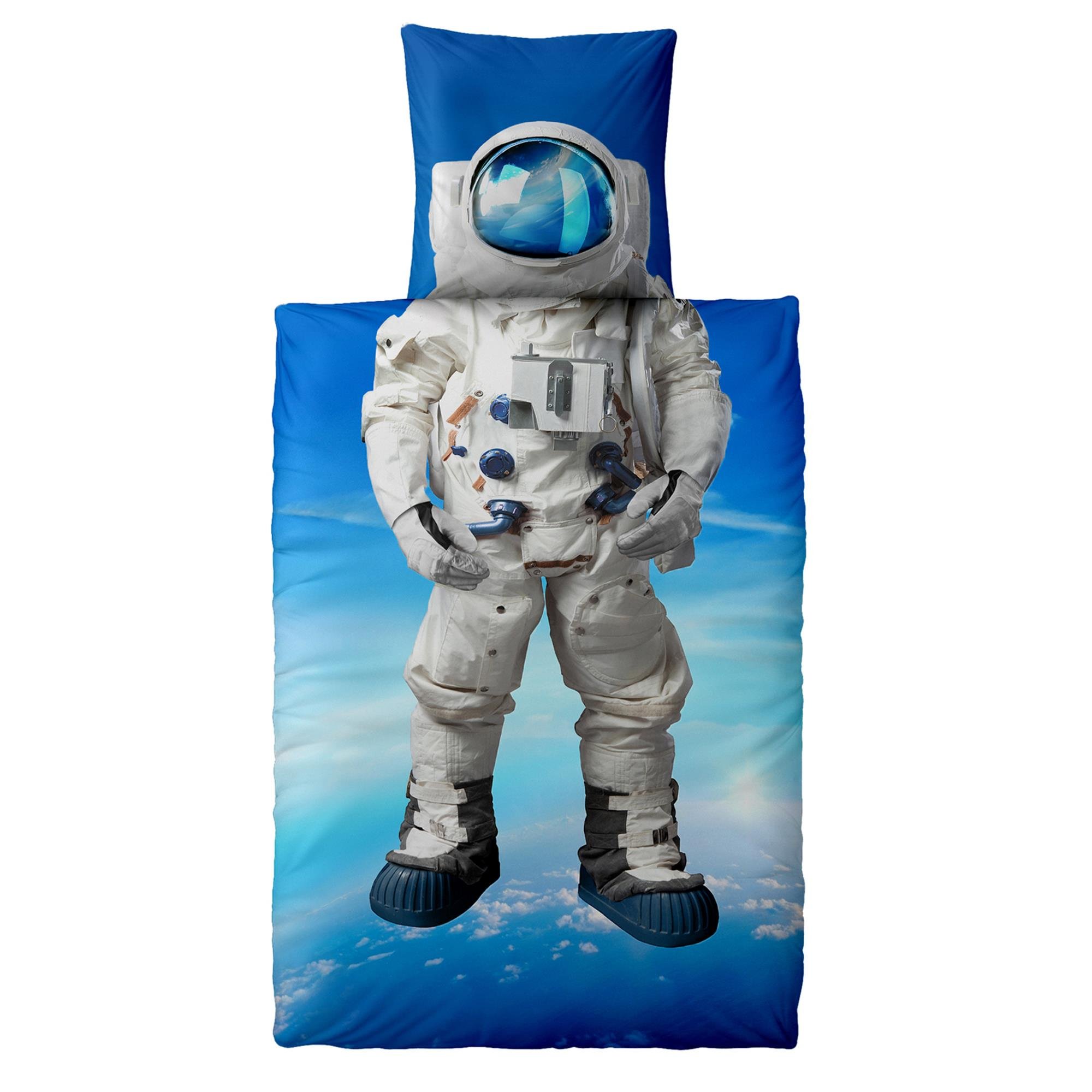CelinaTex Fashion Fun Kinderbettwäsche 135 x 200 cm 2teilig Baumwolle Bettbezug Space Astronaut blau
