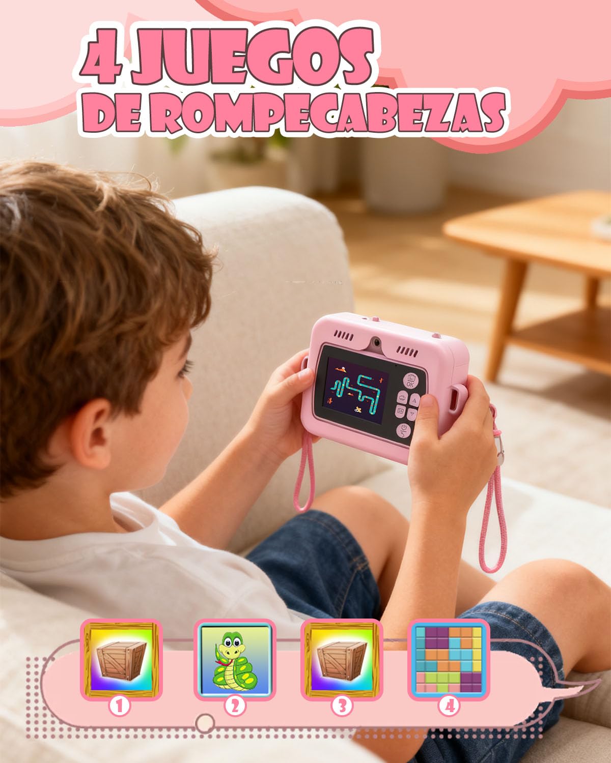 Cámara Instantánea para Niños Unicornio, Cámara Digital Infantil con Impresión Inmediata y 4 Rollos, Juegos Creativos y Tarjeta 32GB, Regalo Niñas 3-12 Años