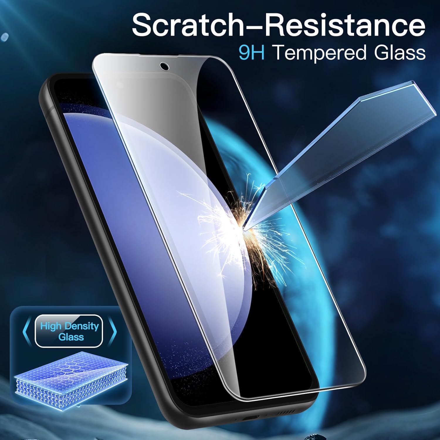 JETech Screen Protector for Samsung Galaxy S23 FE 6.4-Inch, Fingerprint Compatible, Tempered Glass Film, HD Clear, 3-Pack