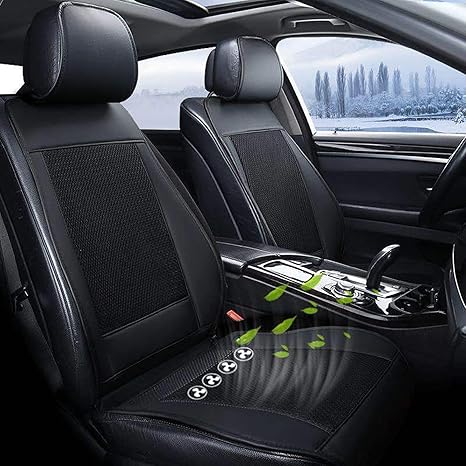 Amazon Co Jp クーリングシートクッション 12vエアコンシートカバー 3つの冷却レベルを備えたベンチレーテッドおよびベンチレーテッドカー シート 4つのファン ベンチレーテッドアイスシルク 夏の運転用 黒 車 バイク