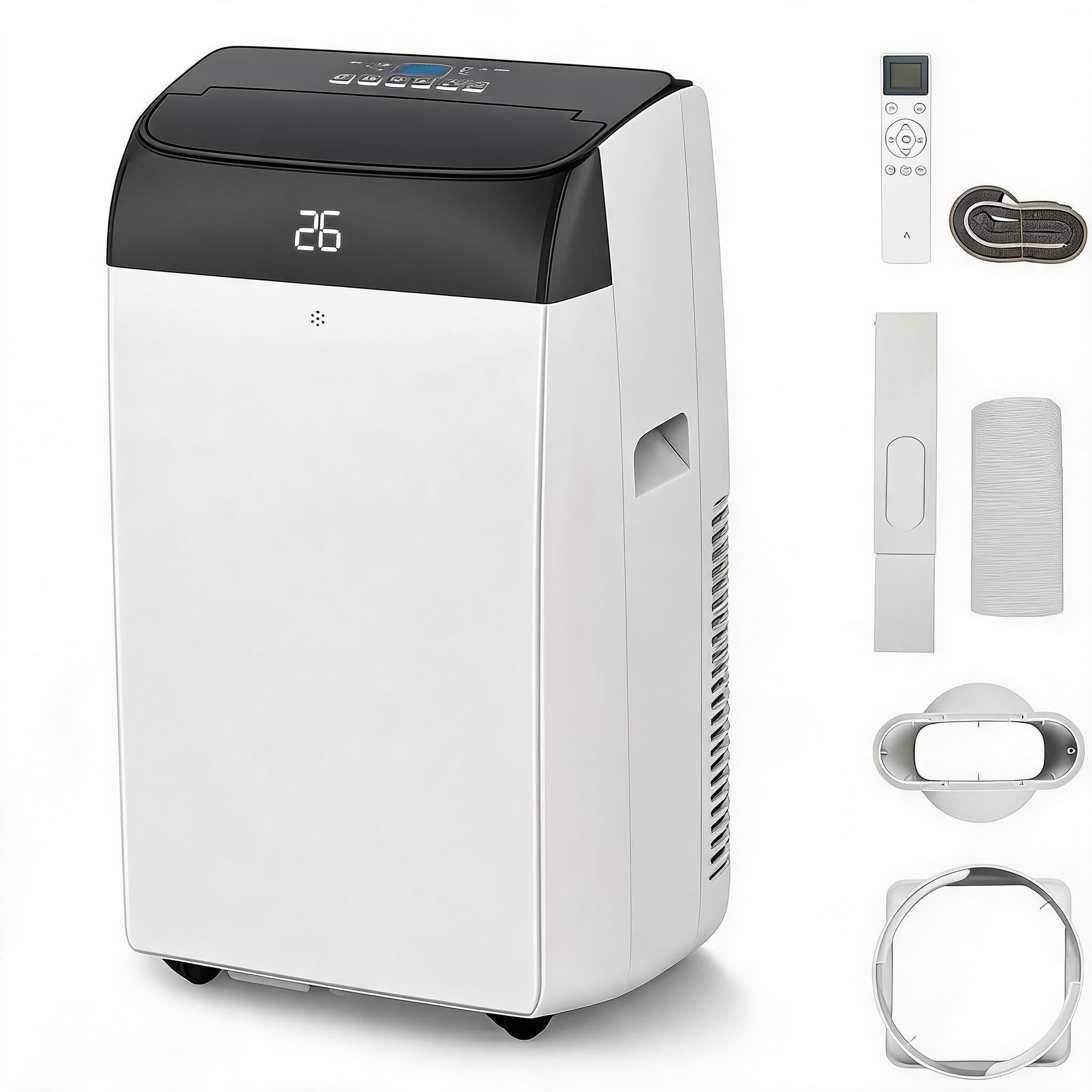 10000 BTU Portable Air Conditioner 4 in 1, Cooling Heating Ventilation Dehumidifier, 2 Fan Speeds, 24H Timer, Remote Control, Silent Mobile AC for Home Office Garage