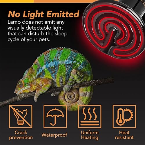 Miniatura 5 de Simple Deluxe Bombilla de cerámica con emisor de calor para reptiles de 25 W40 W50 W60 W150 W, emisor de calor, sin emisor de luz, calentador para