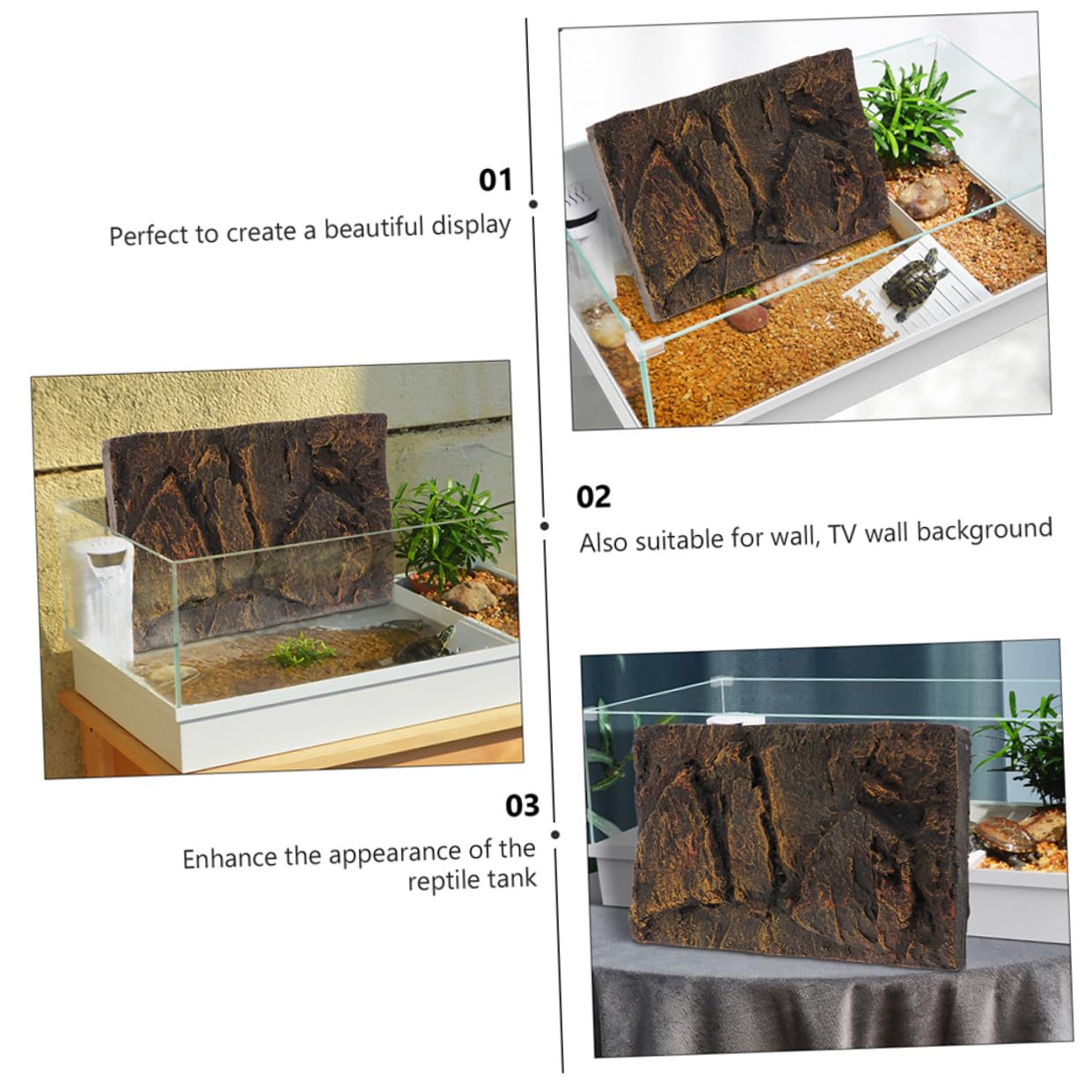 2 Piezas Telón De Fondo De Caja De Reptil Fondo De Terrario Decorativo Soporte Para Pecera Fondo De Pecera Fondo De Terrario De Corteza Reptichip 3d Vidrio Piedra De Dragón Pu