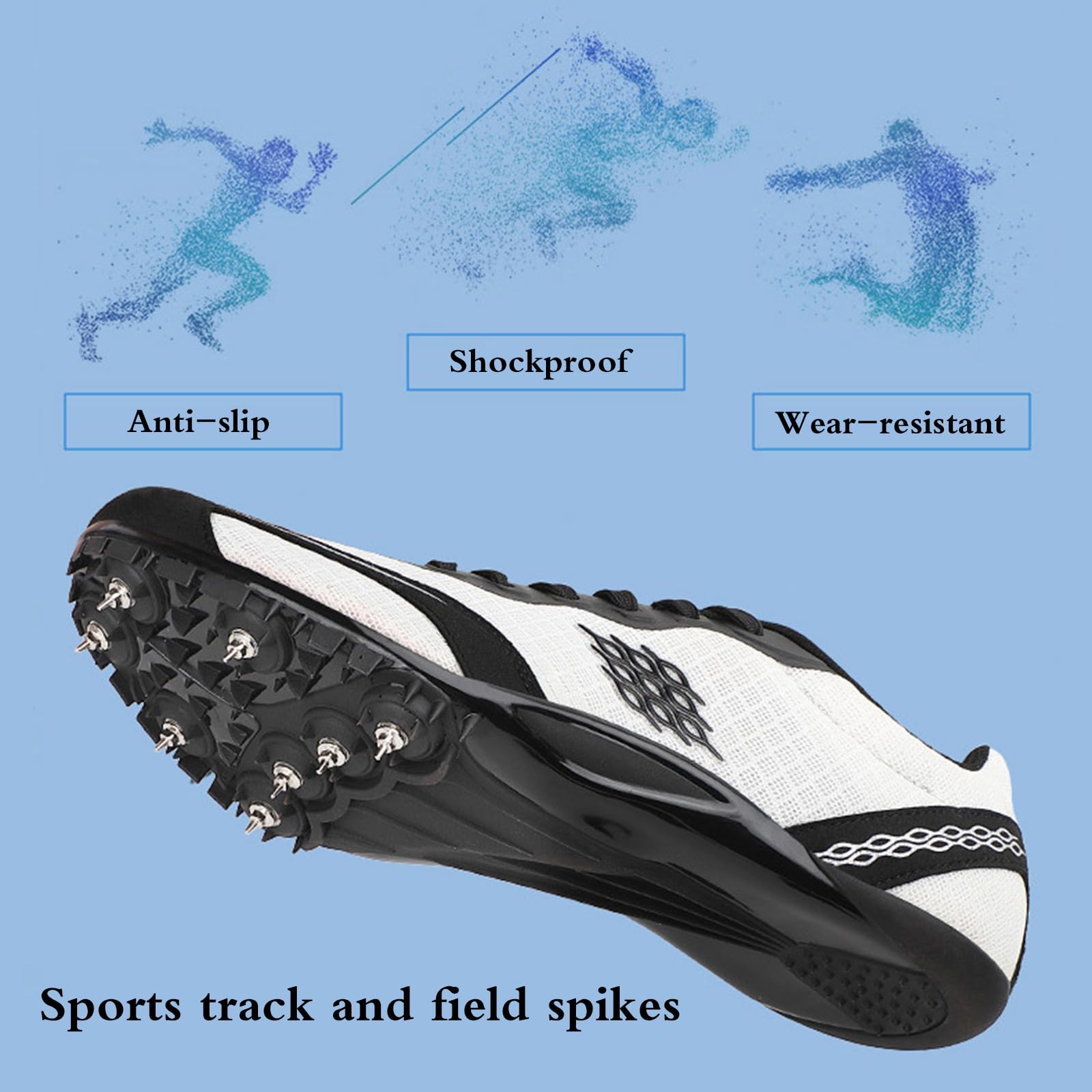 Zapatilla De Correr con Clavos,Zapatillas De Clavos Deportivas Zapatos,Pista Y Campo Zapatillas Correr Clavos,A Prueba De Choques,Se Puede Utilizar En Competiciones De Atletismo