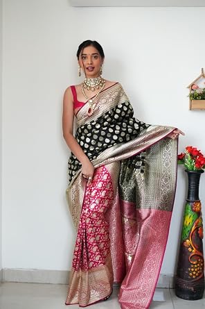Womens Banarasi Silk Multi Designer Pattu Sarees with Blouse Piece