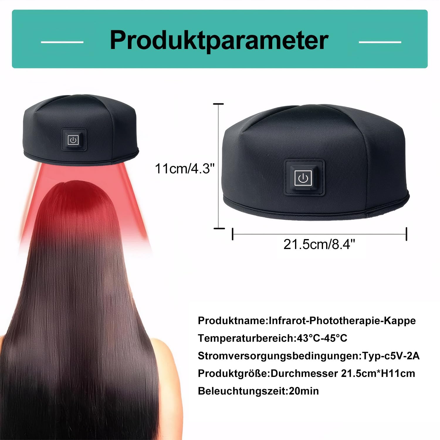 Rotes Licht Therapie Cap für Haarwachstum, Infrarot-Licht Haarwachstum Gerät, 120 LEDs, 660nm 850nm Wellenlängen für Männer und Frauen, Einheitsgröße, verkabelt