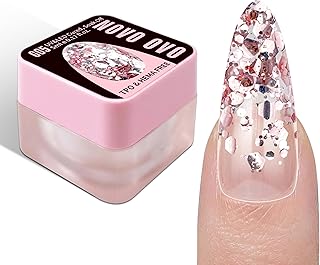 NOVO OVO Chunky Glitter Gel Nail Polish, G05 Rose Quartz (Pink Holographic Sequins) TPO & HEMA Free, High-Density Sparkle Confetti Varnish, Reflective Soak Off UV LED Manicure for DIY Nail Art 5ml