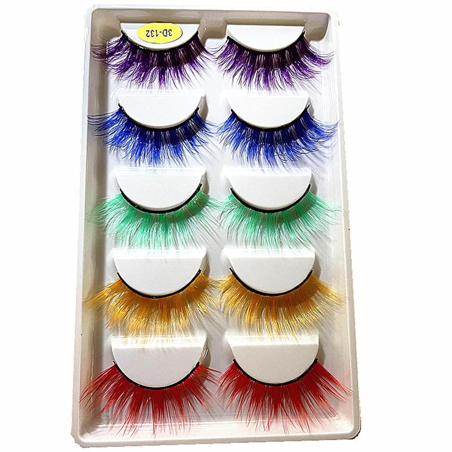 Lorilida 5 Pairs Stunning Color False Eyelashes Long Wispy Lashes With Clear Band For Cosplay Halloween Mixed Color