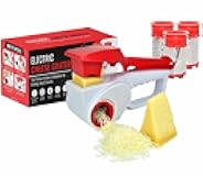 Electric Cheese Grater for HARD Cheeses (NOT Cheddar!) - JUST AMAZING DEALS Automatic Electric Handheld Rotary Cheese Grater Slicer For Parmesan Cheese, Cordless with Rechargable Battery (Red)