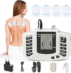 Aparelho Massageador Fisioterapia, Aparelho de Fisioterapia TENS Portátil com Eletrodos, Acompanha Chinelo e 4 Pares de Adesivos, Aparelho Massageador de Fisioterapia com 8 Modos e Eletrodos