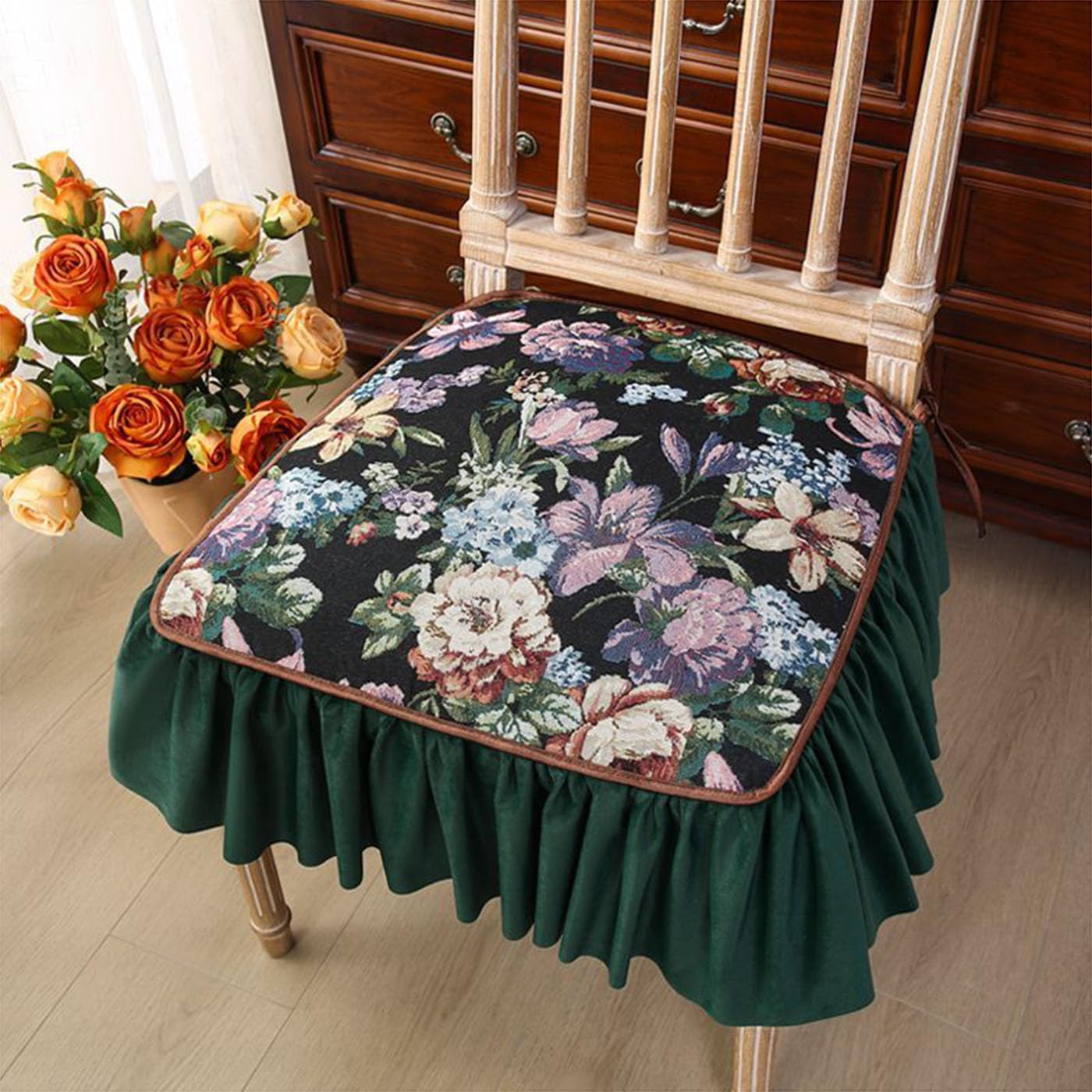 Cojines para sillas de comedor que no se resbalan con patron de flores rurales de 50x50