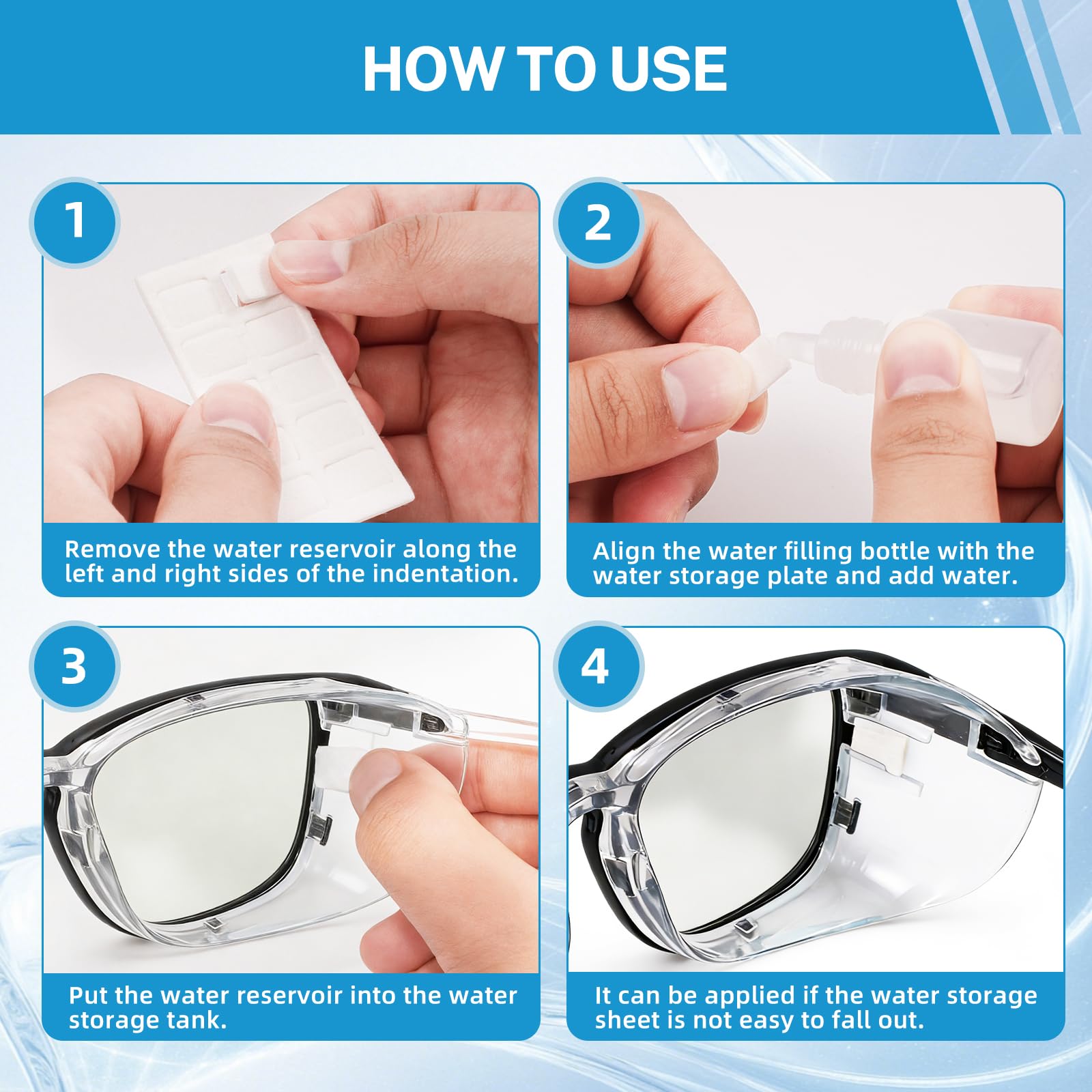 Lunettes post-opératoires hydratantes – Protection complète pour la récupération chirurgicale de la cataracte et les yeux secs, dispose d'un réservoir d'eau, d'un écran anti-lumière bleue et