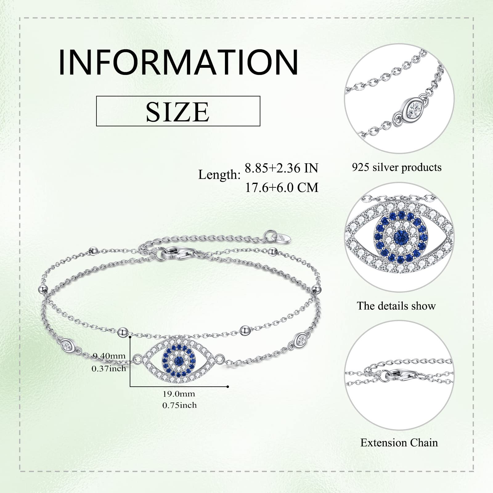 VONALA Cavigliera da donna in argento Sterling con ciondolo a doppio strato con ciondolo a forma di cuore celtico con zirconia cubica regolabile