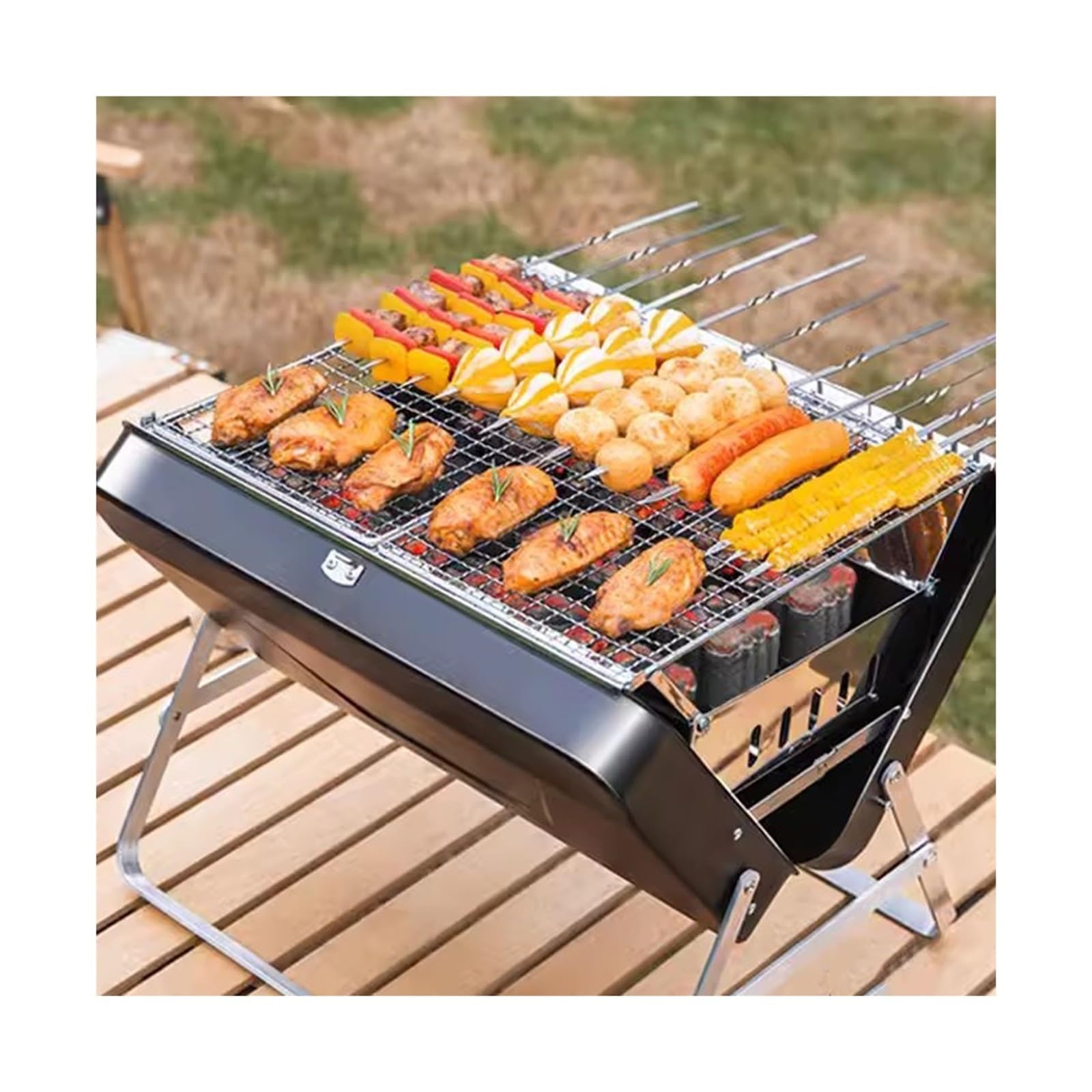 Griglia da Tavolo Fornello for Barbecue Portatile da Campeggio Pieghevole for Uso Domestico all'aperto