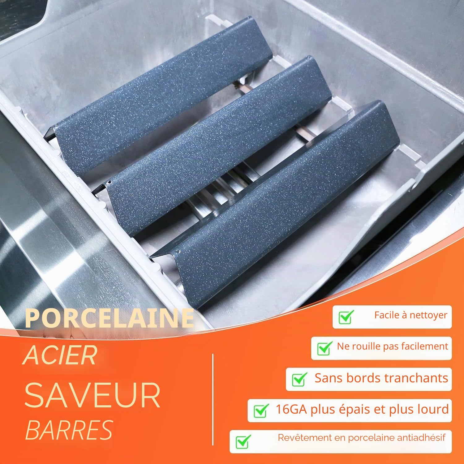 GFTIME Brûleur à gaz, acier inoxydable et plaque thermique en acier émaillé, déflecteur de chaleur de remplacement pour Weber Spirit I & II E210/220, S210, S220 (mit vorderen Brennerknöpfen)