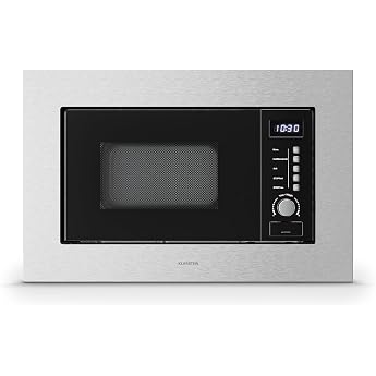 Klarstein Verosteel Built-in Microwave 60 cm with Grill - 20L 700W Microwave & 800W Grill 8 Programmes Touch Control Stainless Steel Defrost Function LED Interior Lighting Stainless Steel