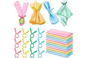 Easter Bunny Napkin Holder Rings Set with Wood Rabbit Napkin Rings Holder