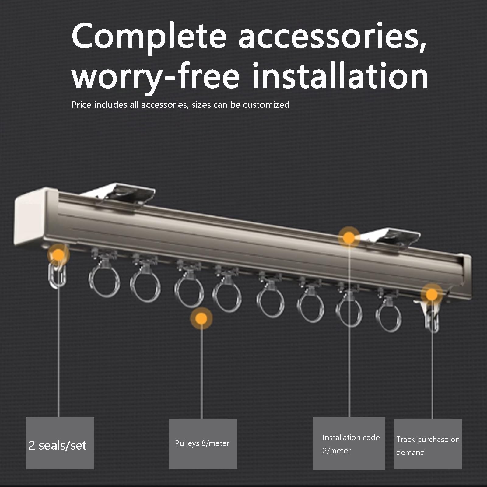 Montowany na suficie system szyn do zasłon regulowany aluminiowy karnisz do sypialni i salonów 100 cm - 500 cm łatwy montaż, biały, idealny do biura i wystroju domu