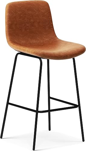 Miniatura 48 de SIMPLIHOME Randolph - Taburete moderno de mediados de siglo de madera curvada de 28 pulgadas (juego de 2) en piel sintética vegana gris piedra para