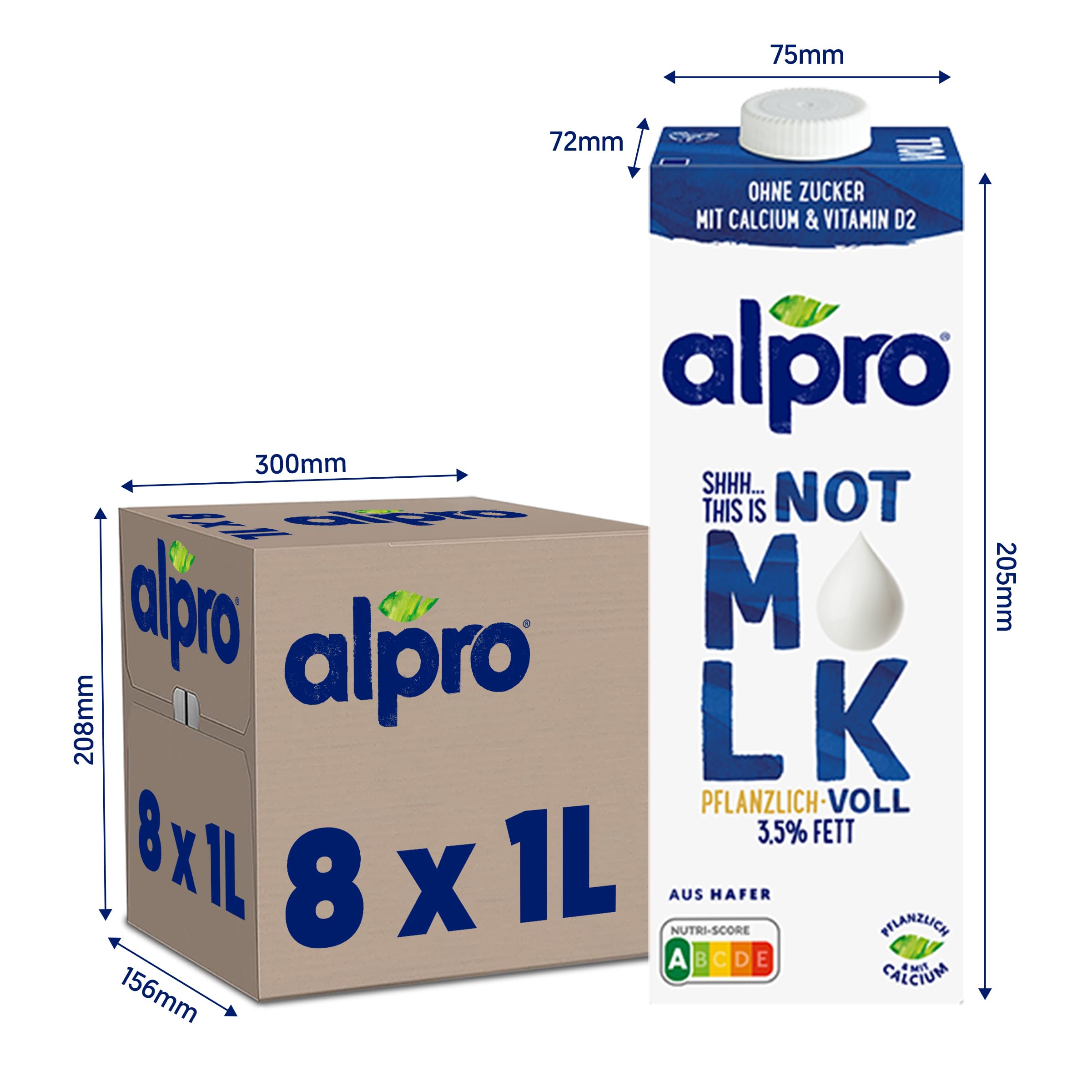 Alpro Not Milk 3,5% Fat (latte d'avena) - Custodia (1L x 8 confezioni)