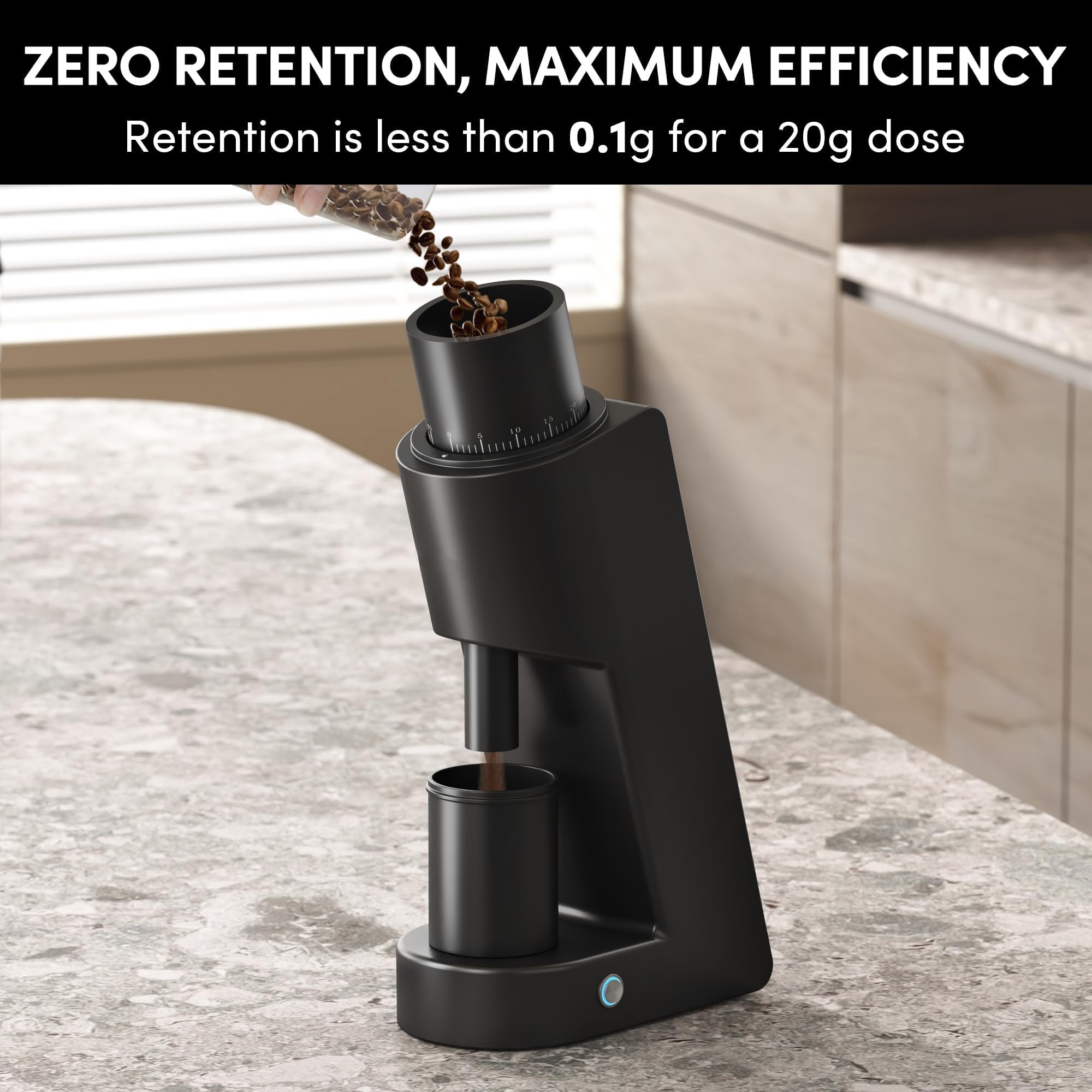 Molinillo de café, fresa cónica de acero inoxidable de 38 mm con ajuste continuo de 0,01 mm para espresso y vertido, diseño de una sola dosis