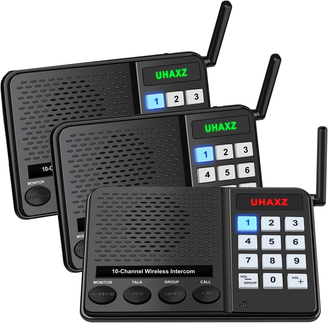 Intercoms Wireless for Home, Long Range Intercom 10 Channel, Home Intercom System with Group Call, Monitor Function, Room to Room Intercoms, House Intercom System for Business Office(3 Packs)