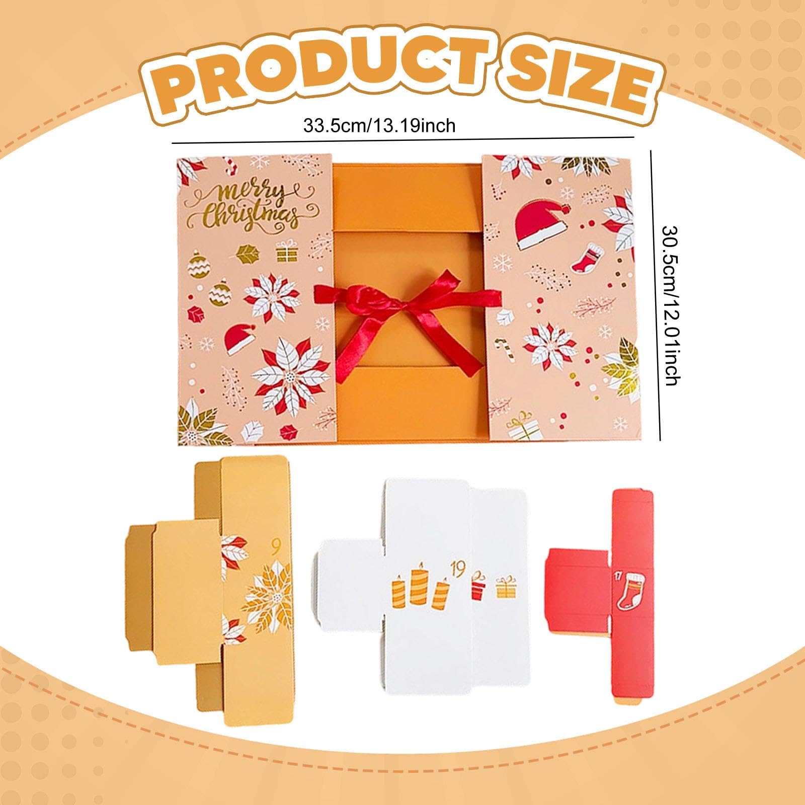 Sharplace Calendario ’avvento Scatole Regalo Vuote per Creare Decorazioni Natalizie Confezioni in Carta Robusta 24 Giorni da Riempire per Bambini Adulti, Giallo dorato