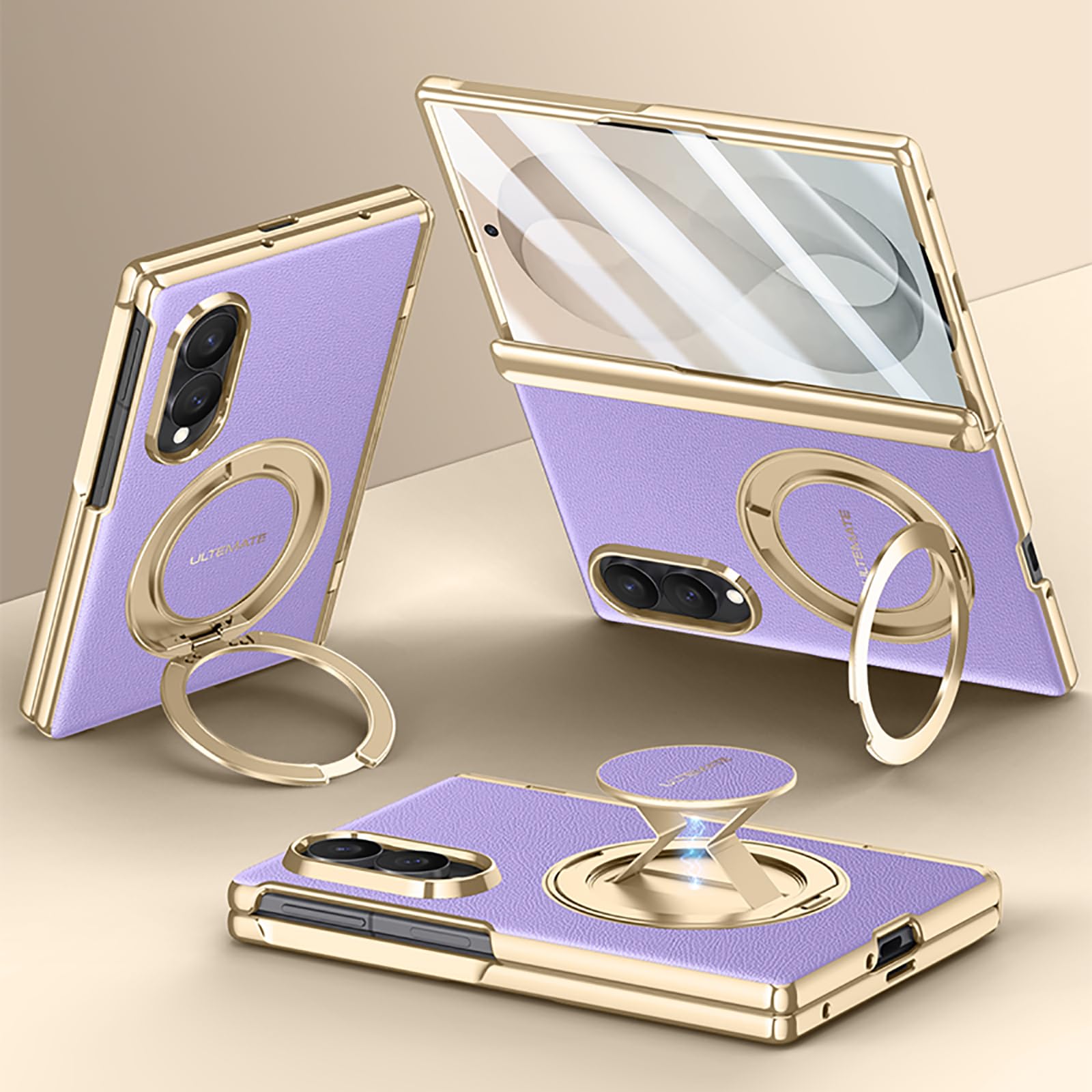 Custodia in Pelle Samsung Galaxy Z Fold8,Viola 1 | Cover Posteriore in Pelle Liscia Resistente ai Graffi con Funzione Supporto compatibile con Samsung Galaxy Z Fold8 2026.