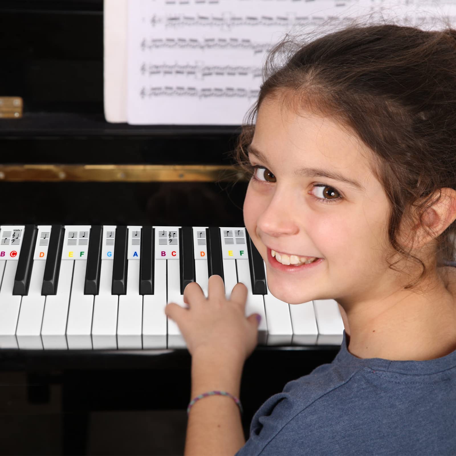 Pianonotenetiketten, Pianostickers, Geschikt Voor Piano's Met 88 Toetsen Afneembare Pianotoetsenbordnoten Van Siliconen Hulp Beginners Herbruikbaar 639148476