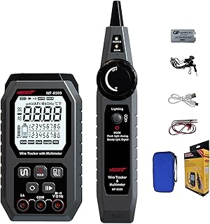 Network Cable Tester with Multimeter Tester, NCV Anti-Burn AC DC Voltmeter, POE Tester, Anti-Jamming TDR Network Tester, RJ45 CAT5 CAT6 Ethernet Cable Tester with Port Flashing and Cable Toner