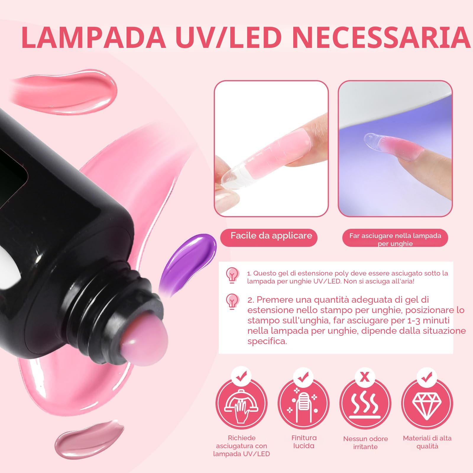Coscelia Kit Ricostruzione Unghie 15 colori 16ml Gel Ricostruzione Unghie con 6W Lampada Unghie, 30ml Slip Solution, Base e Top coat Semipermanente, Kit Unghie Completo per Principianti