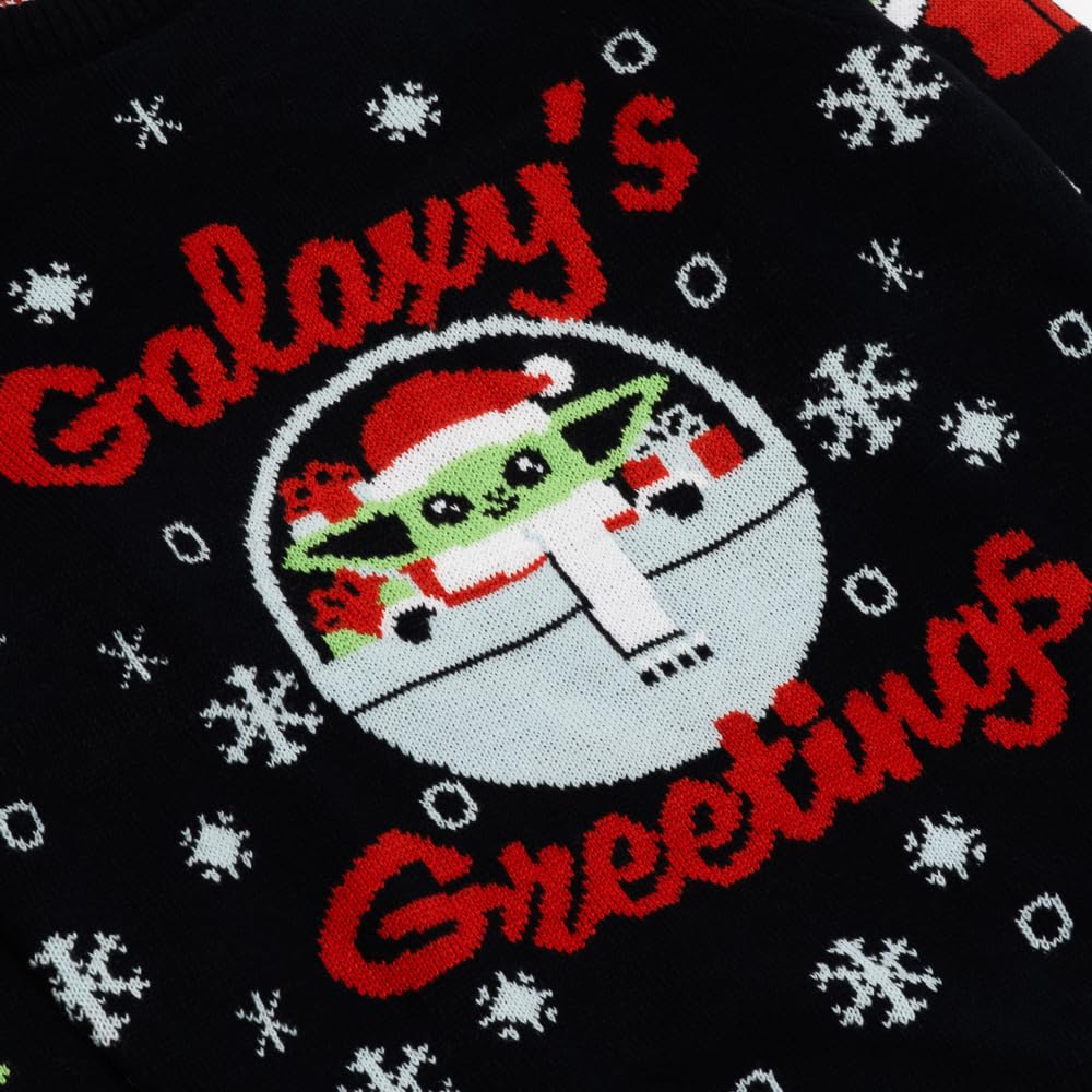 Star Wars Mandalorian Christmas Jumper | Jersey de Navidad para niños | Sudadera de Navidad de punto acrílico Grogu para niños | Regalos mandalorianos para niños