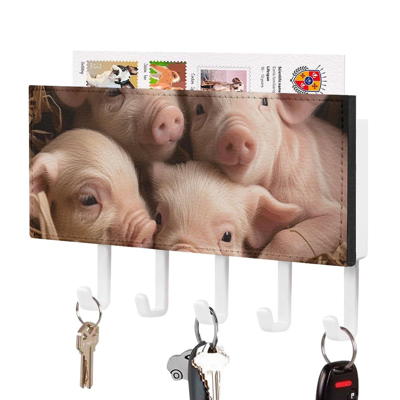 Quatre petits cochons support mural pour clés et vestes dans un foyer chaleureux