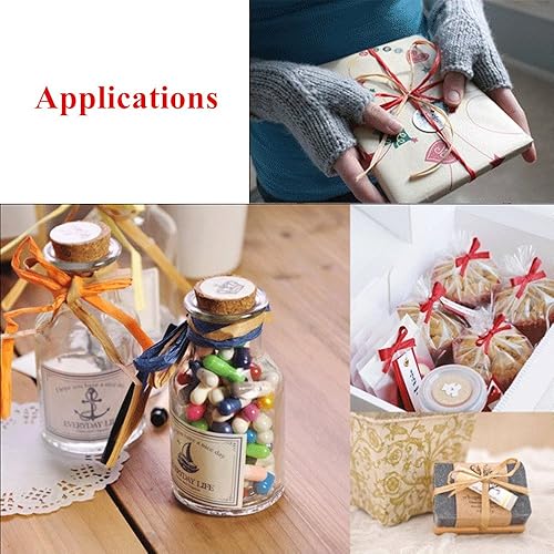 Miniatura 4 de LJY 6 rollos 6 colores rafia guita cinta de papel para el embalaje de la caja de regalo del día de San Valentín