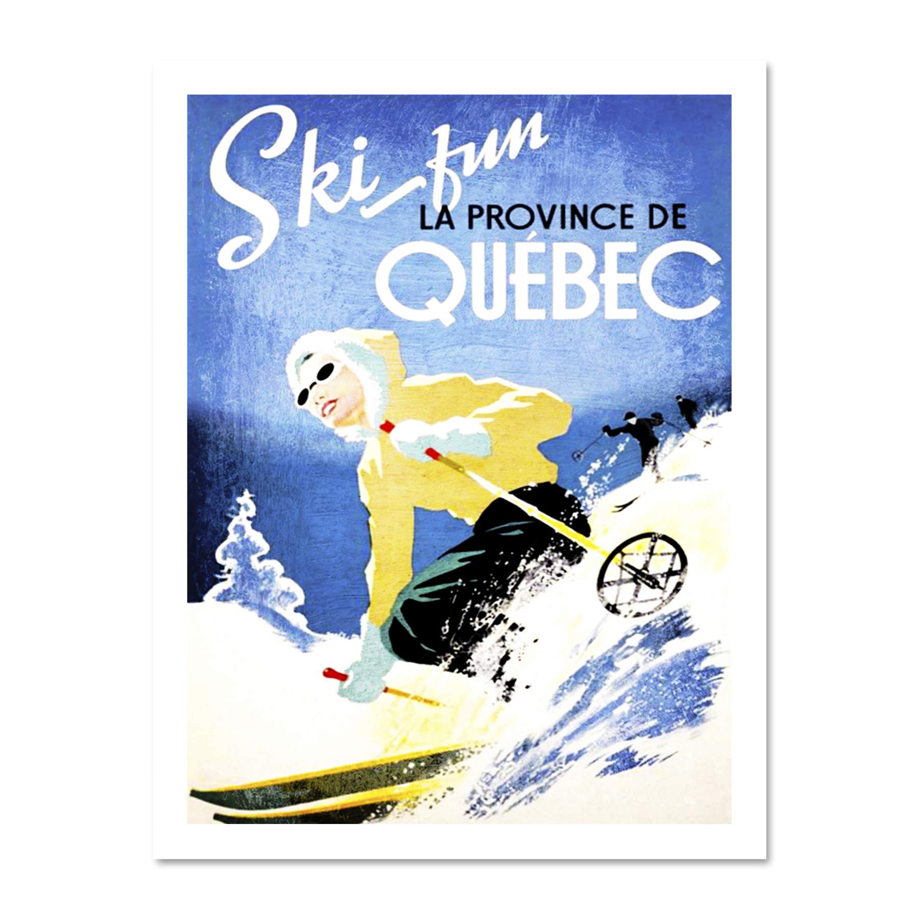 Wee Blue Coo Travel Tourism Winter Sport Quebec Canada Ski Snow Downhill Large Framed Art Print Poster Wall Decor 18x24 inch