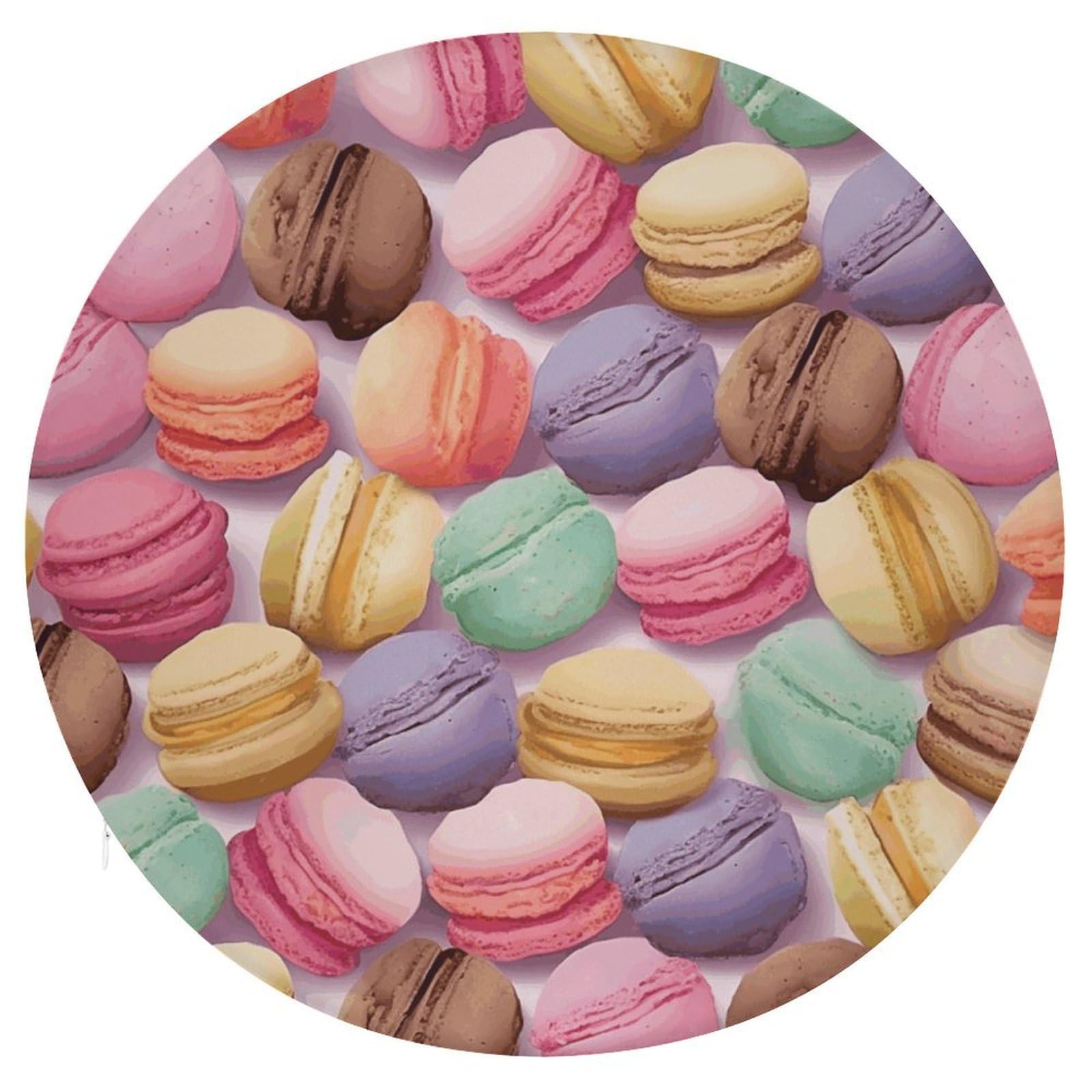 Wsoihfec Style Macaron Biscuit Flavored Pastries Seat Cushion Round Chair Pad