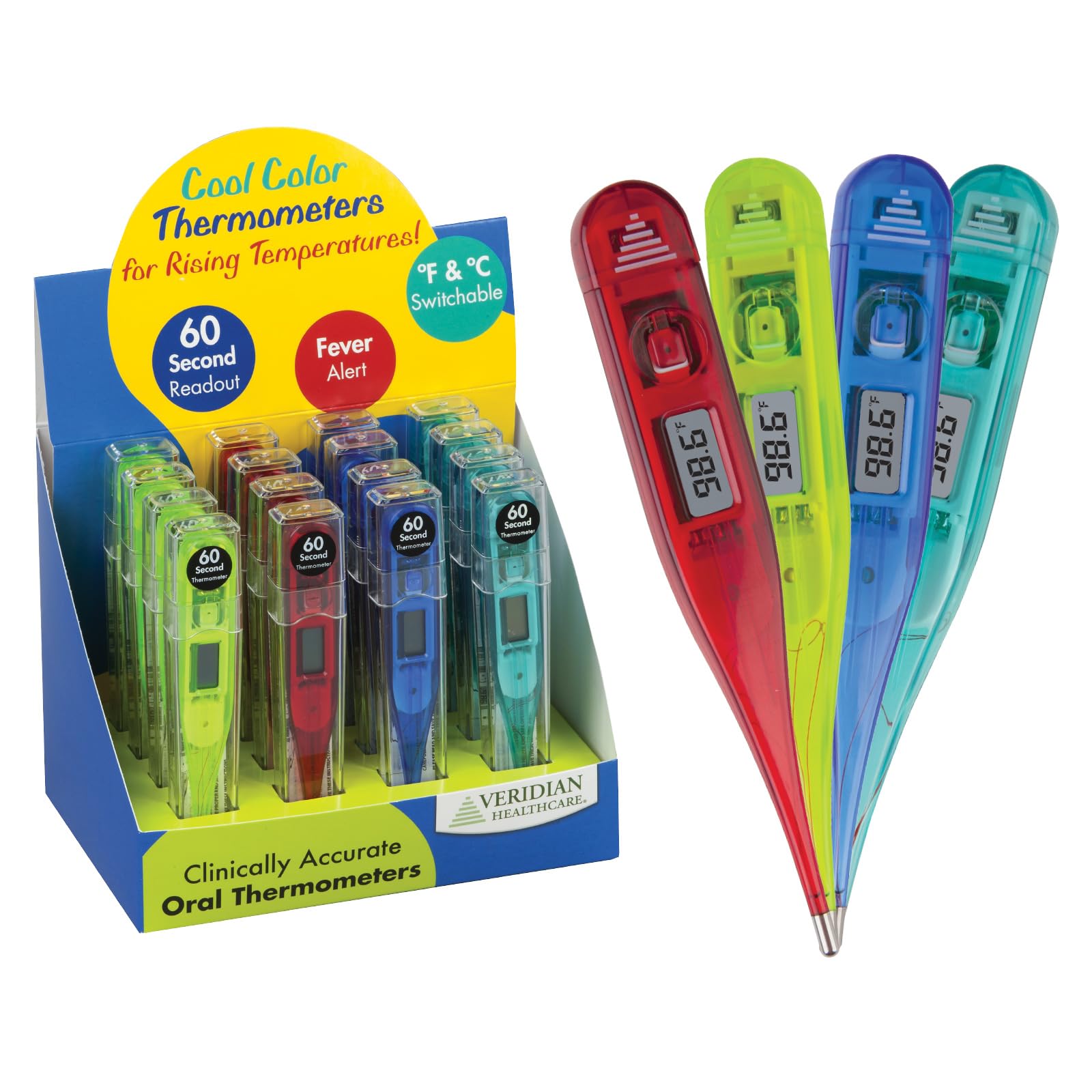 Veridian Handheld Fahrenheit Celsius Digital Thermometer Display Kit Digital Display 08-301VC 16 Ct