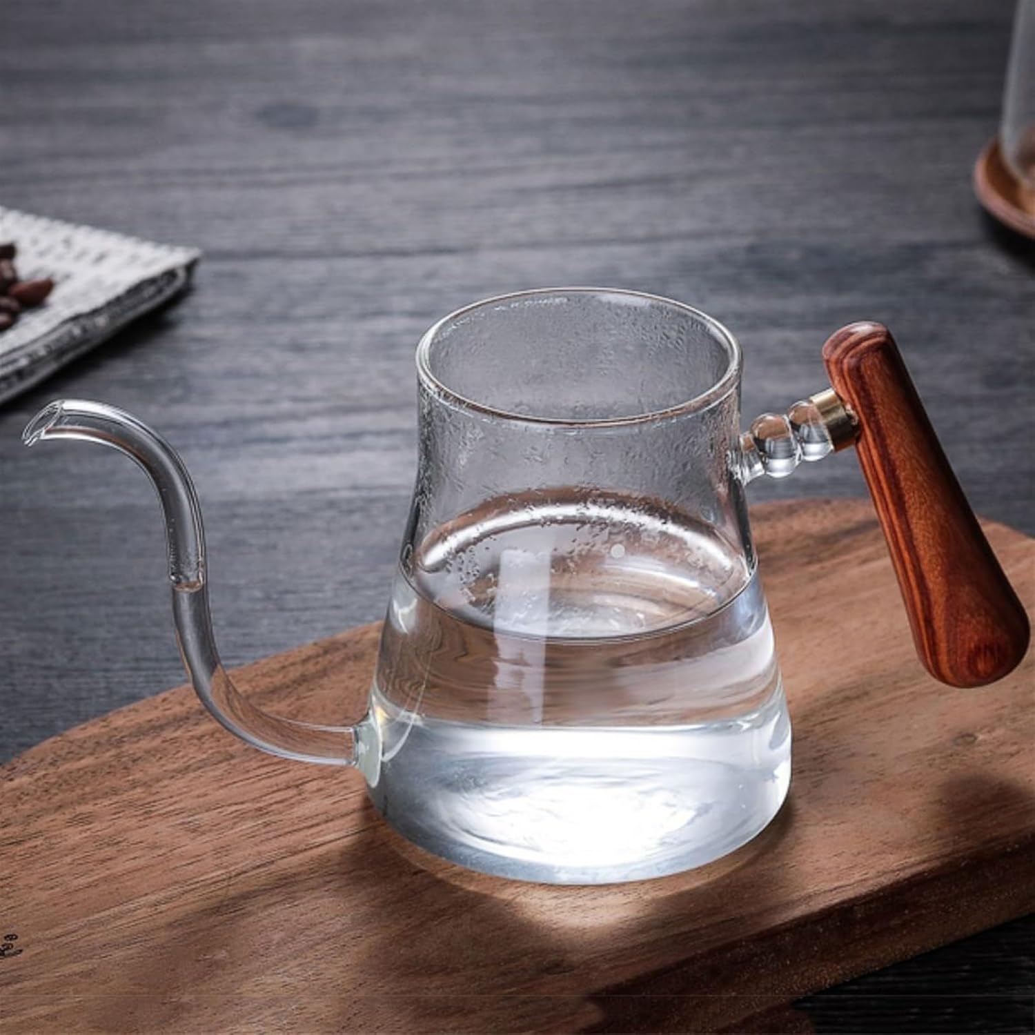 Coffee Kettle Thickened Glass Hand Brewing Pot with Lid Hanging Ear Slender Spout Coffee Pot Heated Sharing Kettle