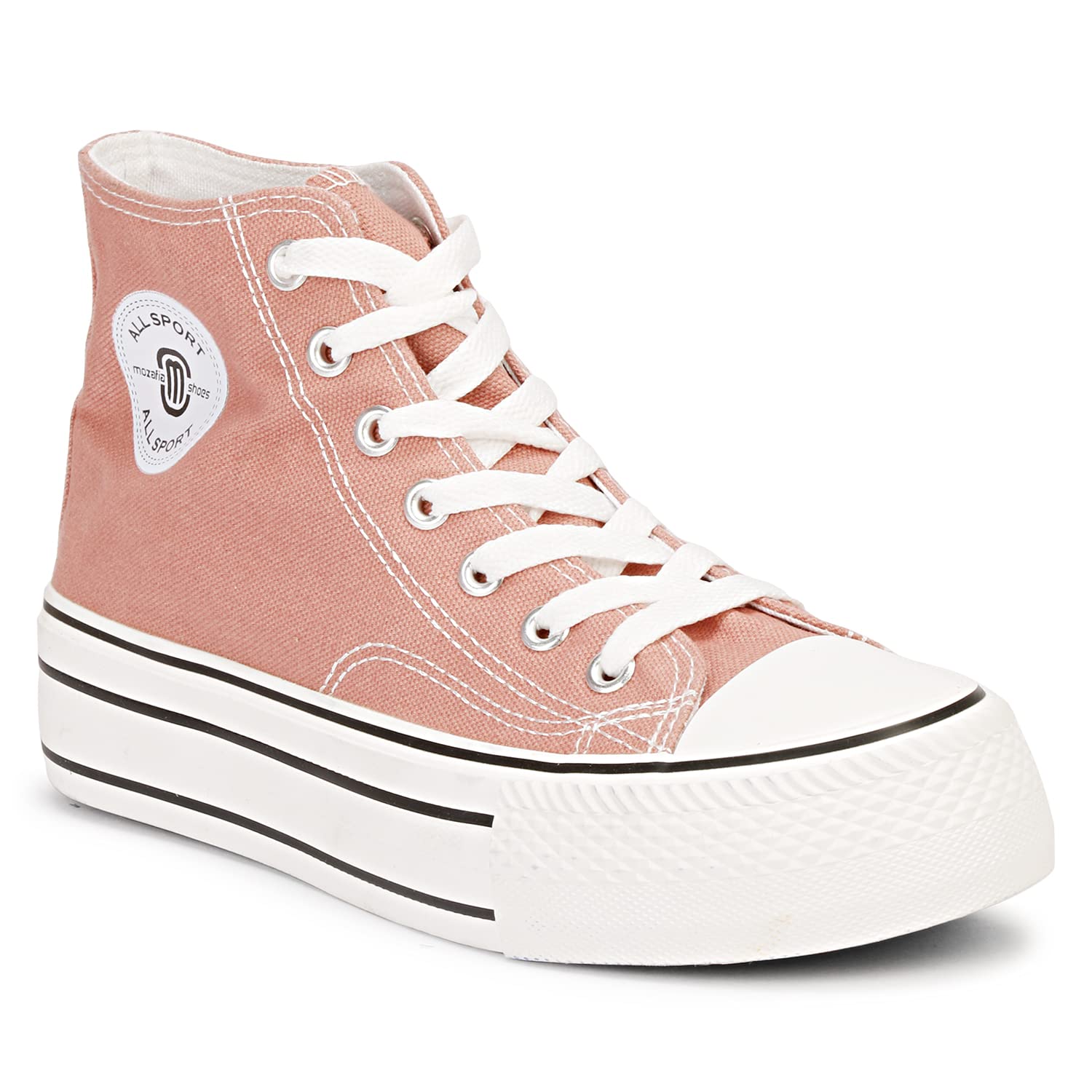 MOZAFIA Comfortable Plim Double Sole Canvas Lace-up Casual Ankle Length Sneakers Shoes for Womens (N Pink) (B0C2H7347X) Amazon Price History, Amazon Price Tracker