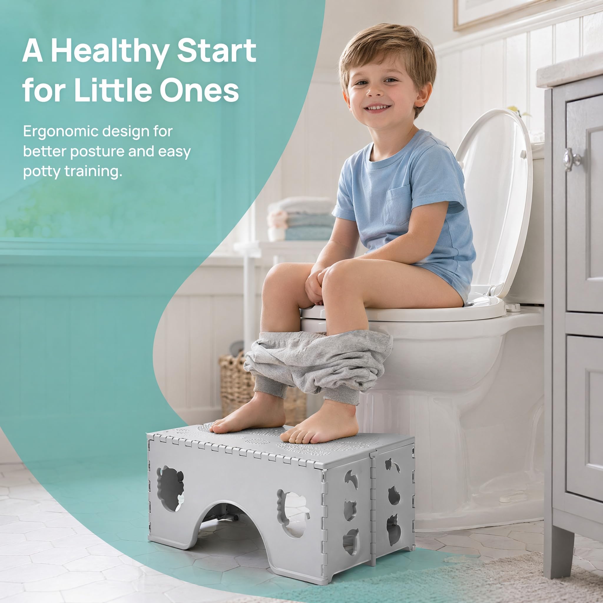 Toilettenhocker Klappbar WC Hocker für Erwachsene Kackhocker | Faltbarer Tritthocker Badezimmerhocker Toiletten Fußhocker Toilettenhocker für eine korrekte Sitzposition beim Stuhlgang