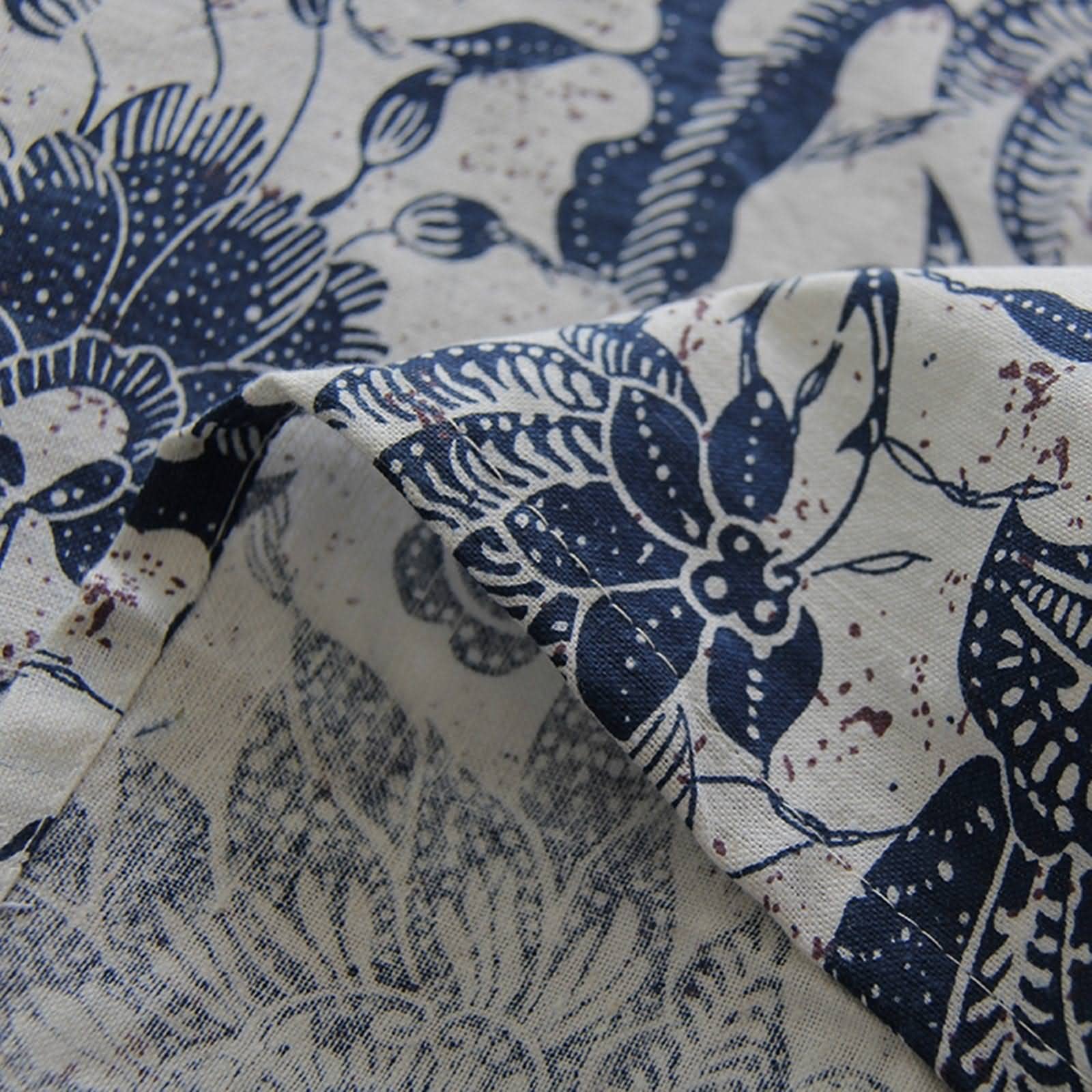 Tovaglia Rettangolare Lino Grezzo Copritavolo Cotone Porcellana Blu Bianca Quadrata Antimacchia Tovaglie Stiro Blu Bianco Decorazione per Protezione Cucina 140X220Cm